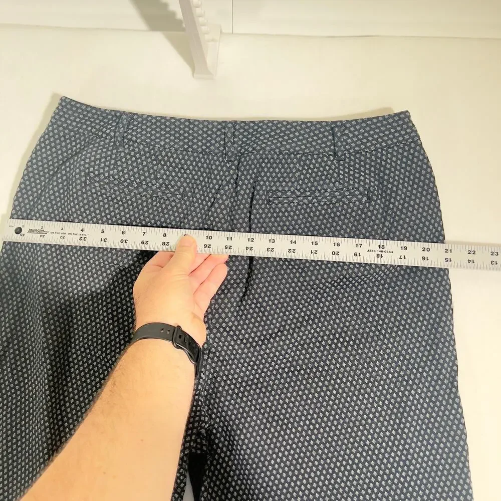 Talbots Woman Capri Pant Woman 14W Stretch Classic Fit Crop Navy Diamond Print